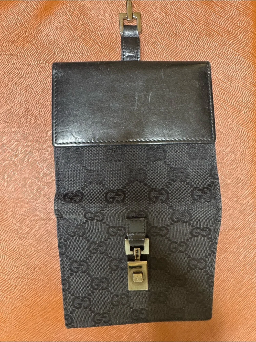 Gucci Vintage Hasler Horsebit Wallet Black GG Monogram Canvas